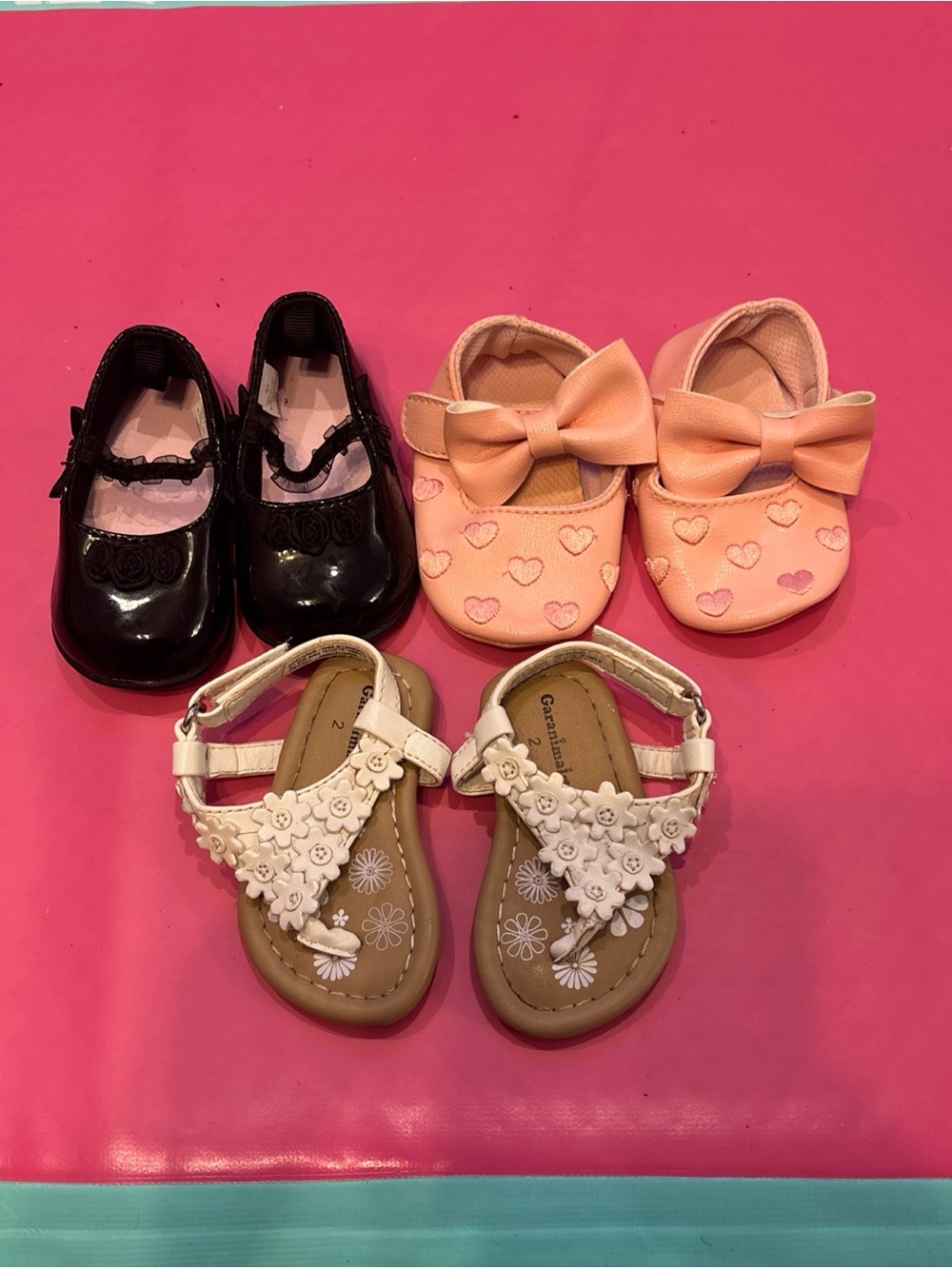 Toddler Girls Shoe Lot of 3 Size 2 Sandals, Slip on Mary Jane’s